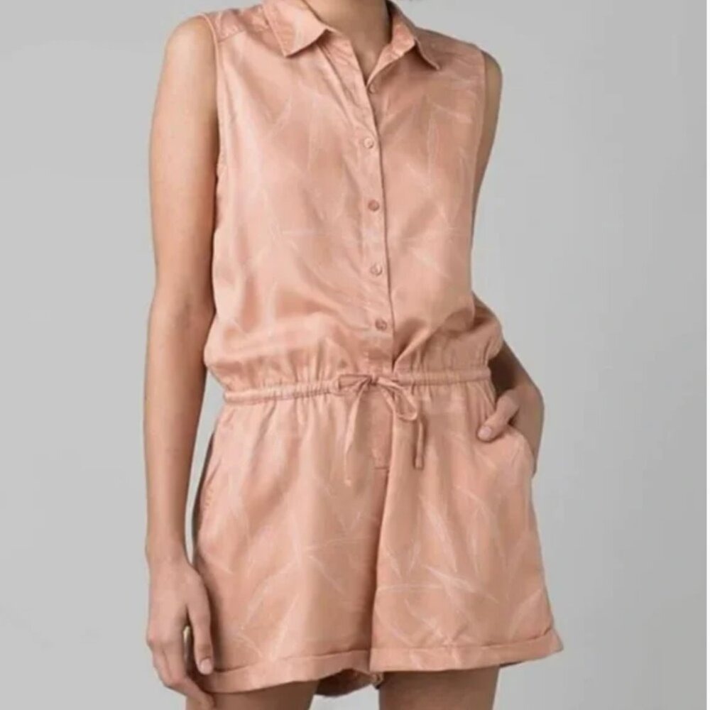 Prana‎ Weekend Escape Sleeveless Tencel Romper Size L Summer Beach Playful BBQ